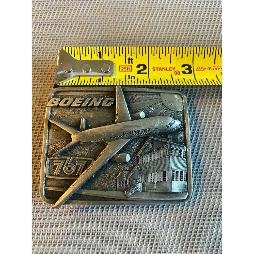 BELT BUCKLE BOEING 767 Airplane Jet Vintage 1982 Siskiyou buckle made in the USA